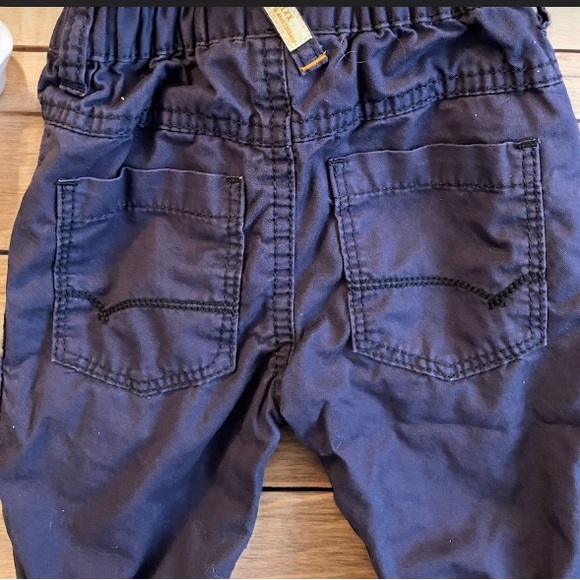 2/$25 Baby Mexx Blue Lined Cargo Pants Elastic Drawstring Adjustable Waist 6-9M - Picture 7 of 9